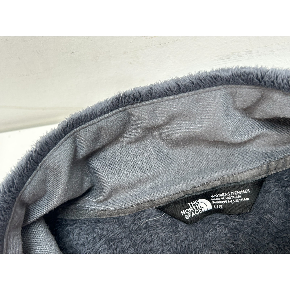 The North Face Gray Full Zip Osito Fleece Coat Jacket Plush Fuzzy Silver Size L - Picture 4 of 9
